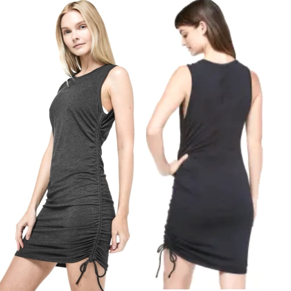 Lululemon Cinch It Dress Cotton Ruched Adjustable Midi Stretch Minimalist Preppy